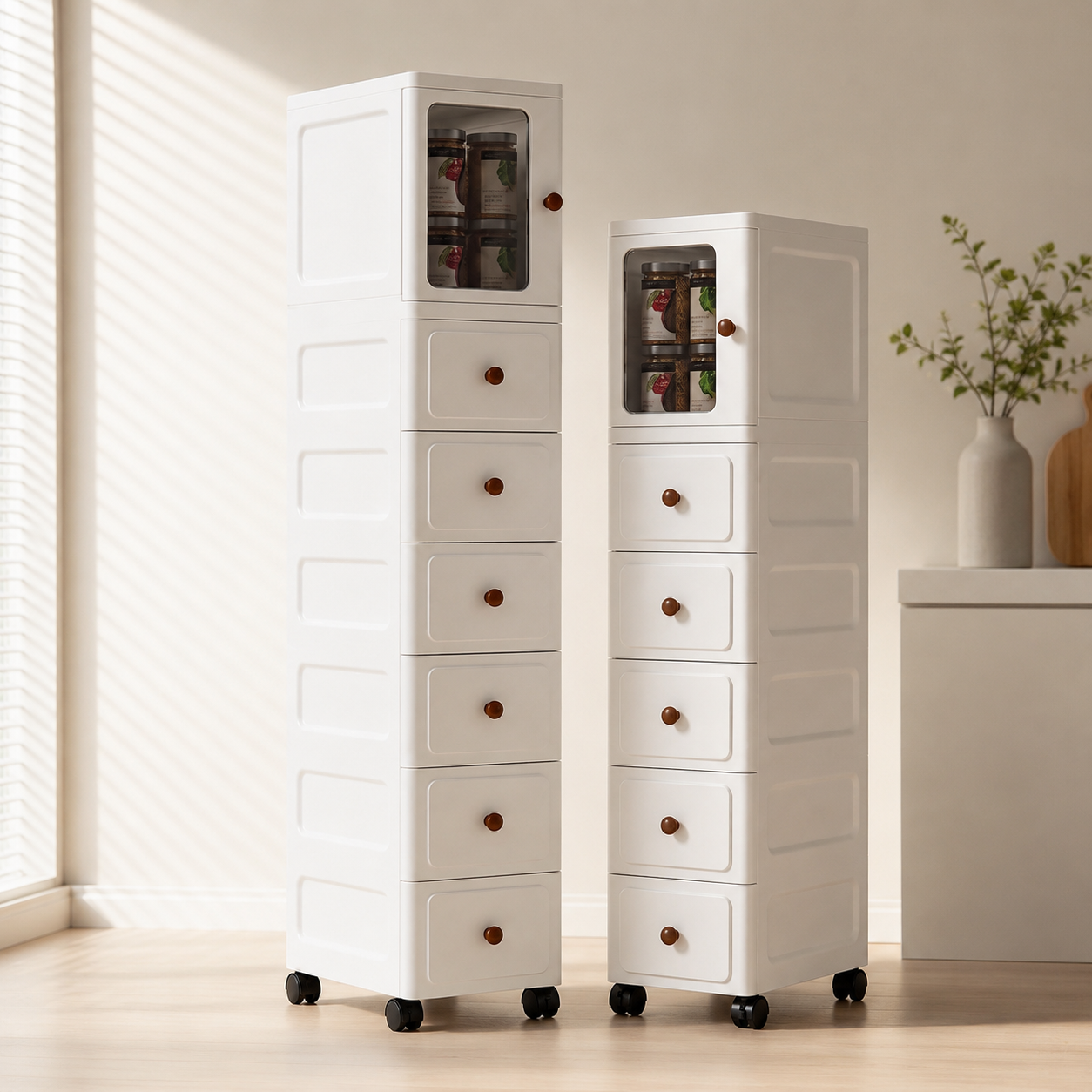 Slim Gap Multilayer Drawer Storage Cabinet with Wheels