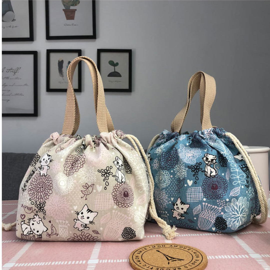 Foldable portable drawstring lunch bag - Main Image