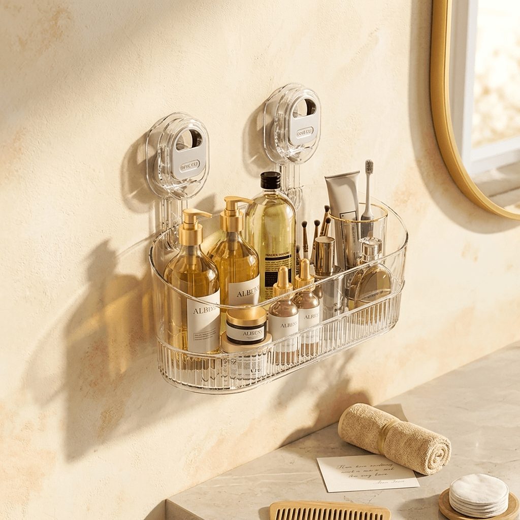 Homero Wall-Mounted No-Drill Bathroom Shelf with Drainage