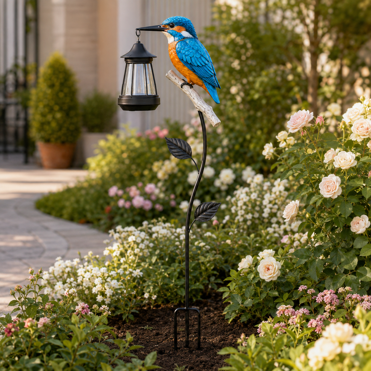 Decorative Outdoor Solar Kingfisher Garden Lantern