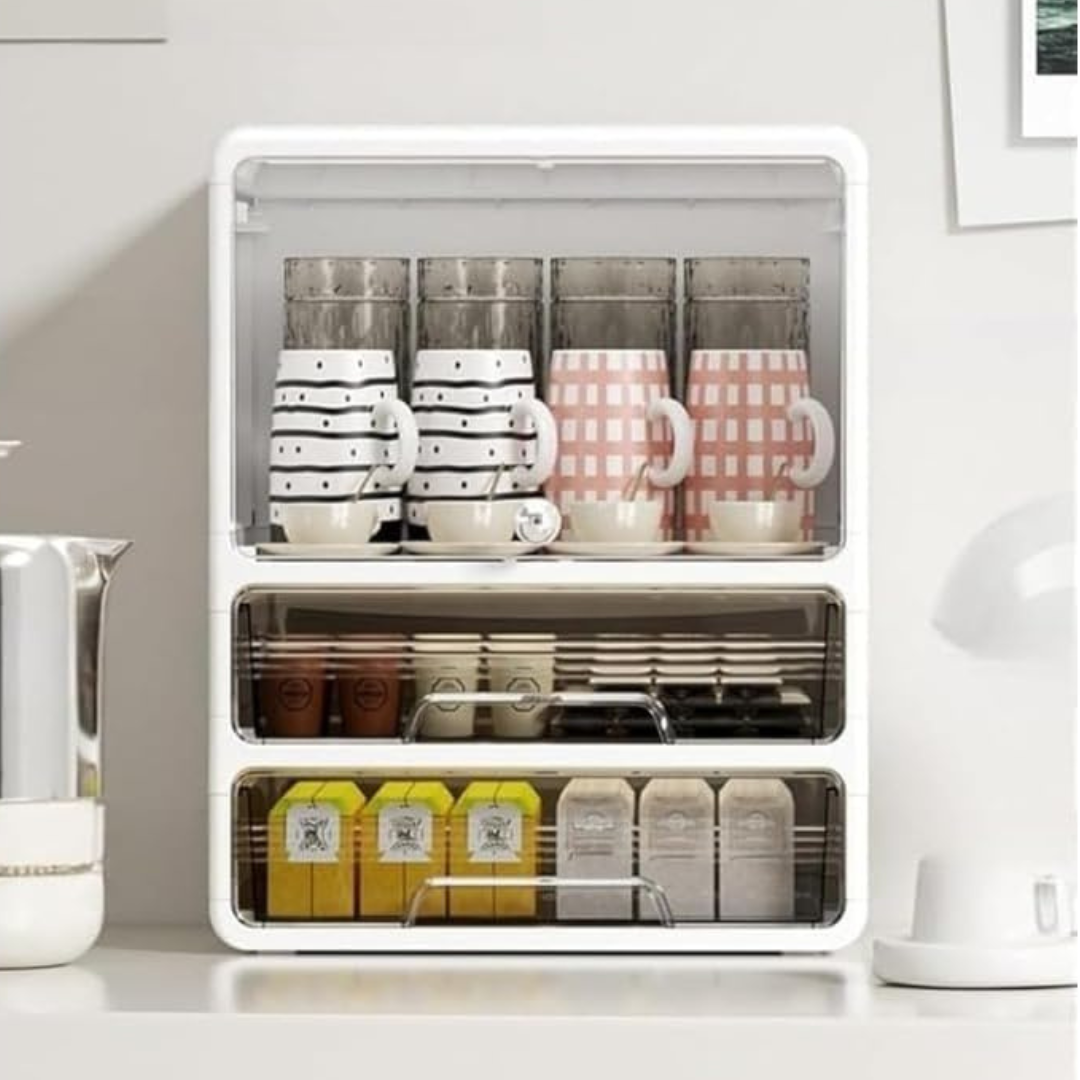 Multipurpose Clear Flip Door Desktop Storage Organizer