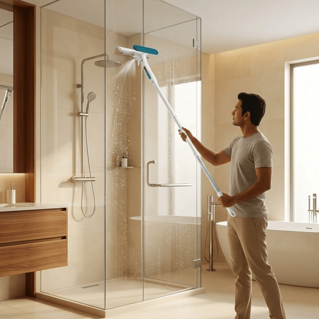 Telescopic Cleaning Squeegee Spray Wiper with Silicone Blade Microfiber Mop