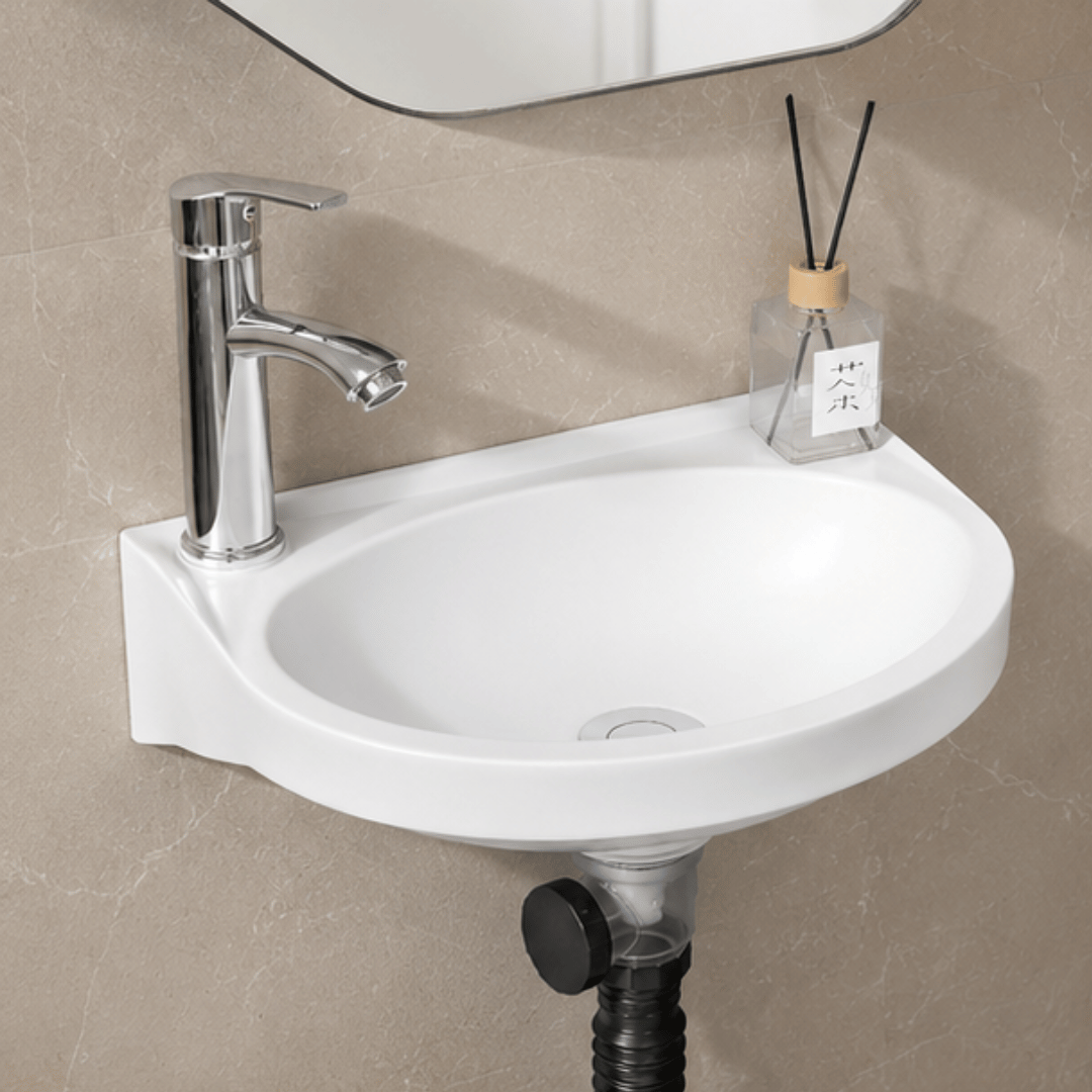 Space Saving Floating Plastic Basin No Drill Sink with Flexible Drainage