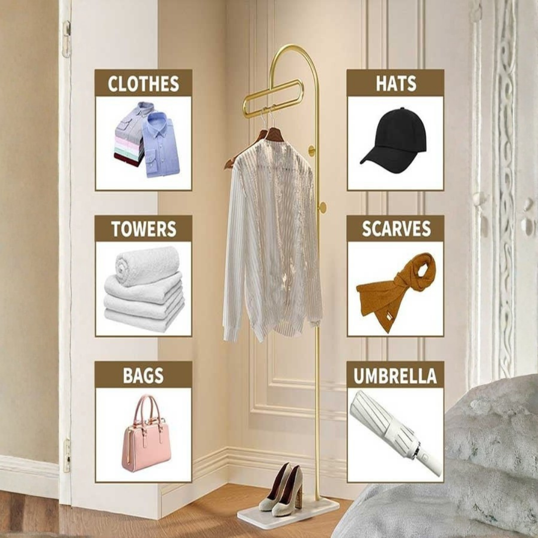 Modern Metal Coat Stand with Faux Marble Base