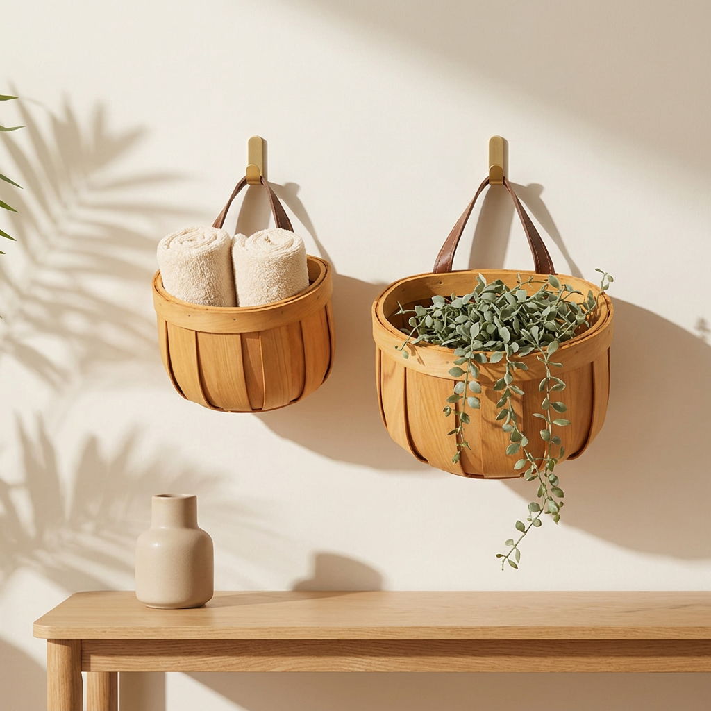 Homero Multi-Purpose Wooden Wall Hanging Storage Basket