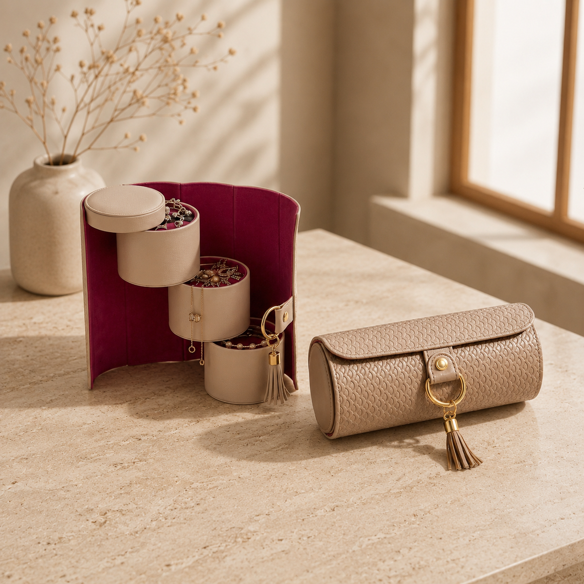 Homero Stylish and Portable 3-Layer Foldable Jewellery Case