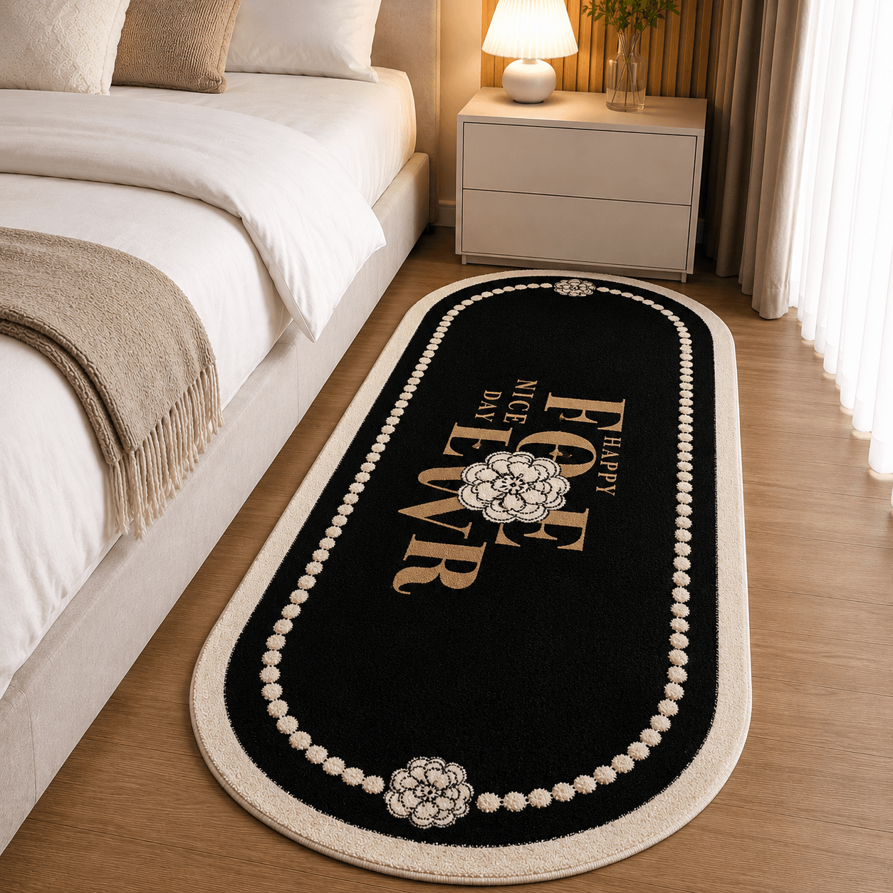 Homero Ultra Soft Cashmere Touch Bedroom Mat Non Slip Surface