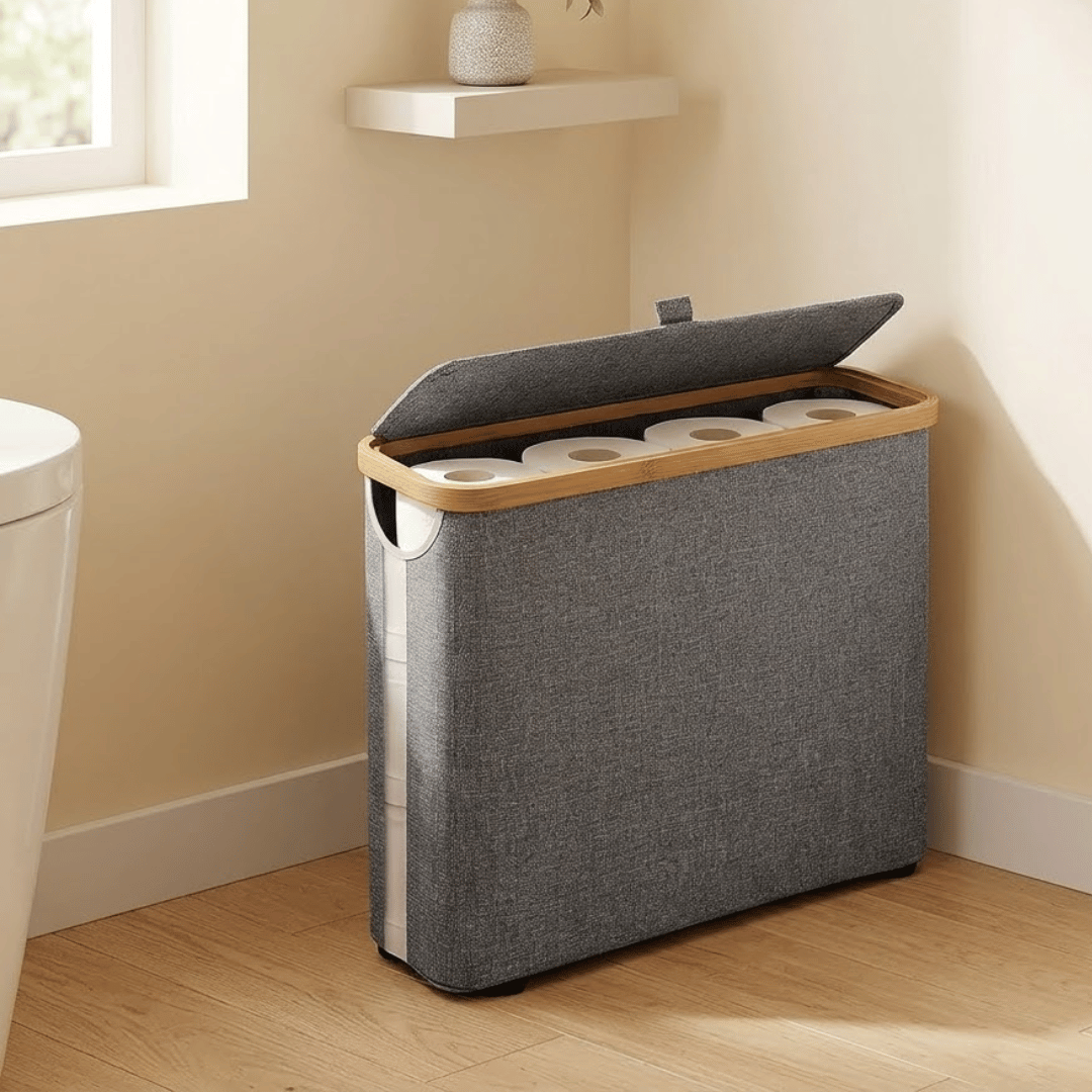 Multipurpose Waterproof Toilet Paper Organizer Basket with Lid