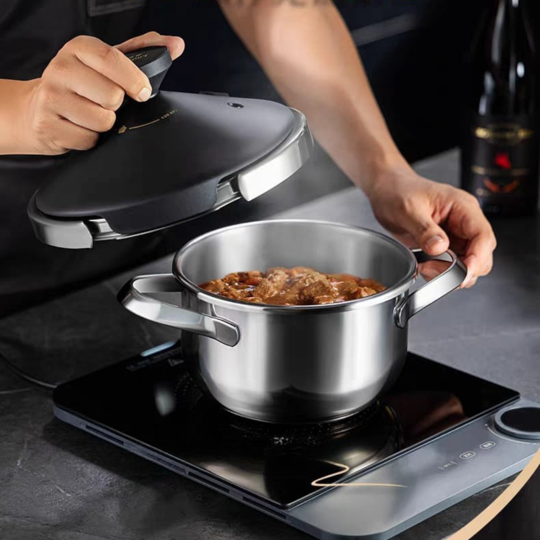 Multi-Purpose Stainless Steel Pressure Cooker with 360° Smart Rotating Lid