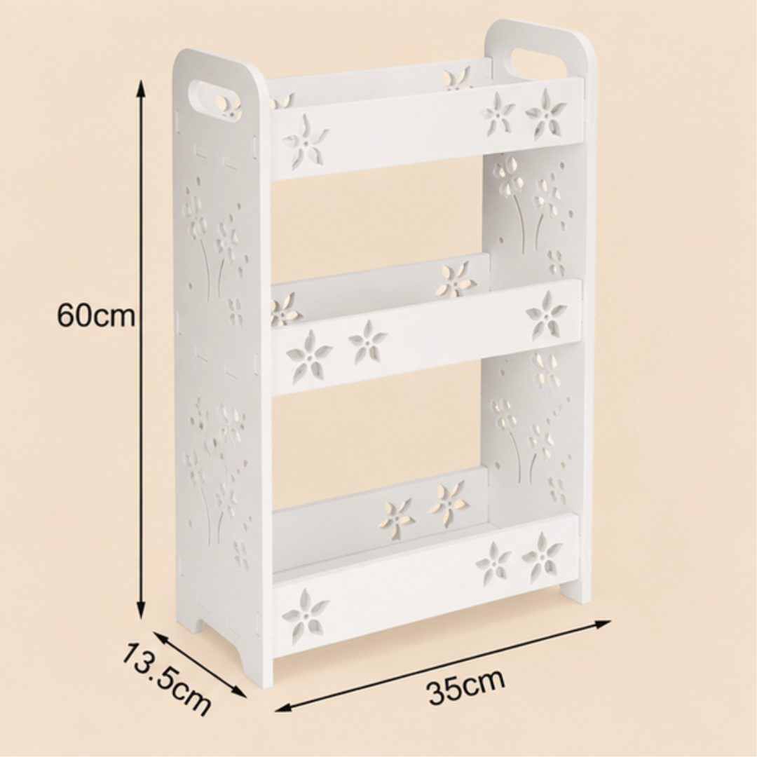 Three Tier Narrow Storage Rack with Durable Composite Panels