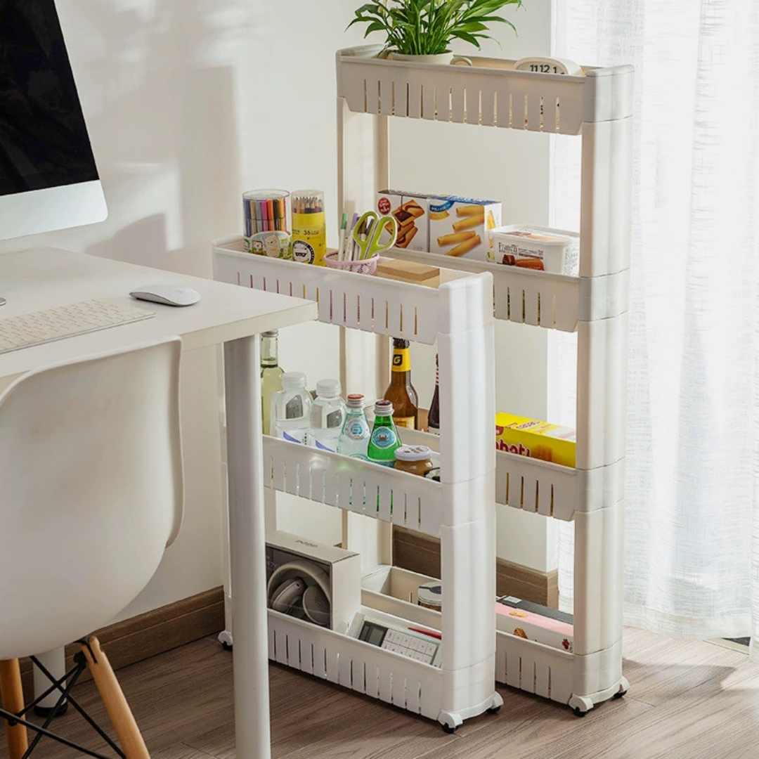 Multi-Tier Slim Rolling Storage Rack with Smooth Movable Wheels