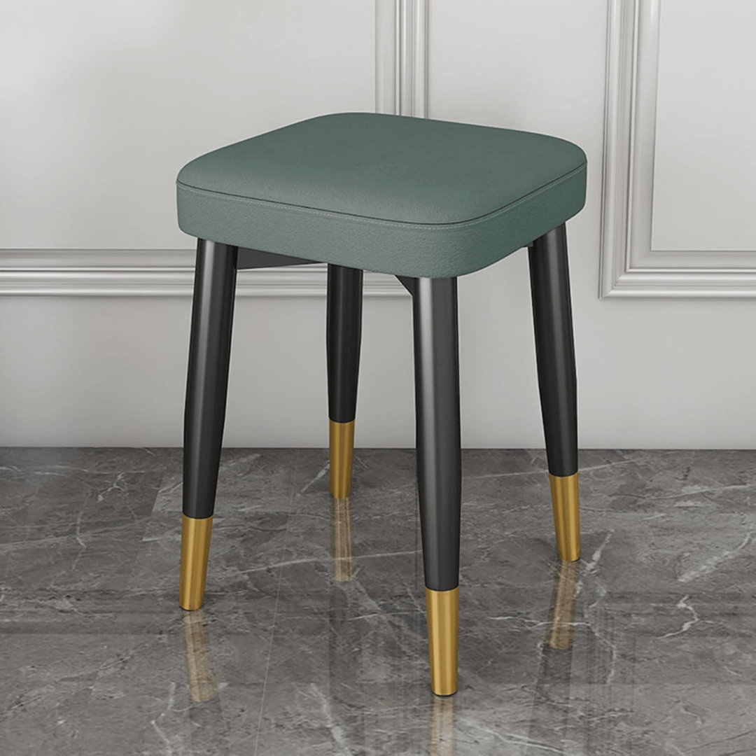Premium Stackable PU Leather Comfortable Padded Gold Metal Legs Stool