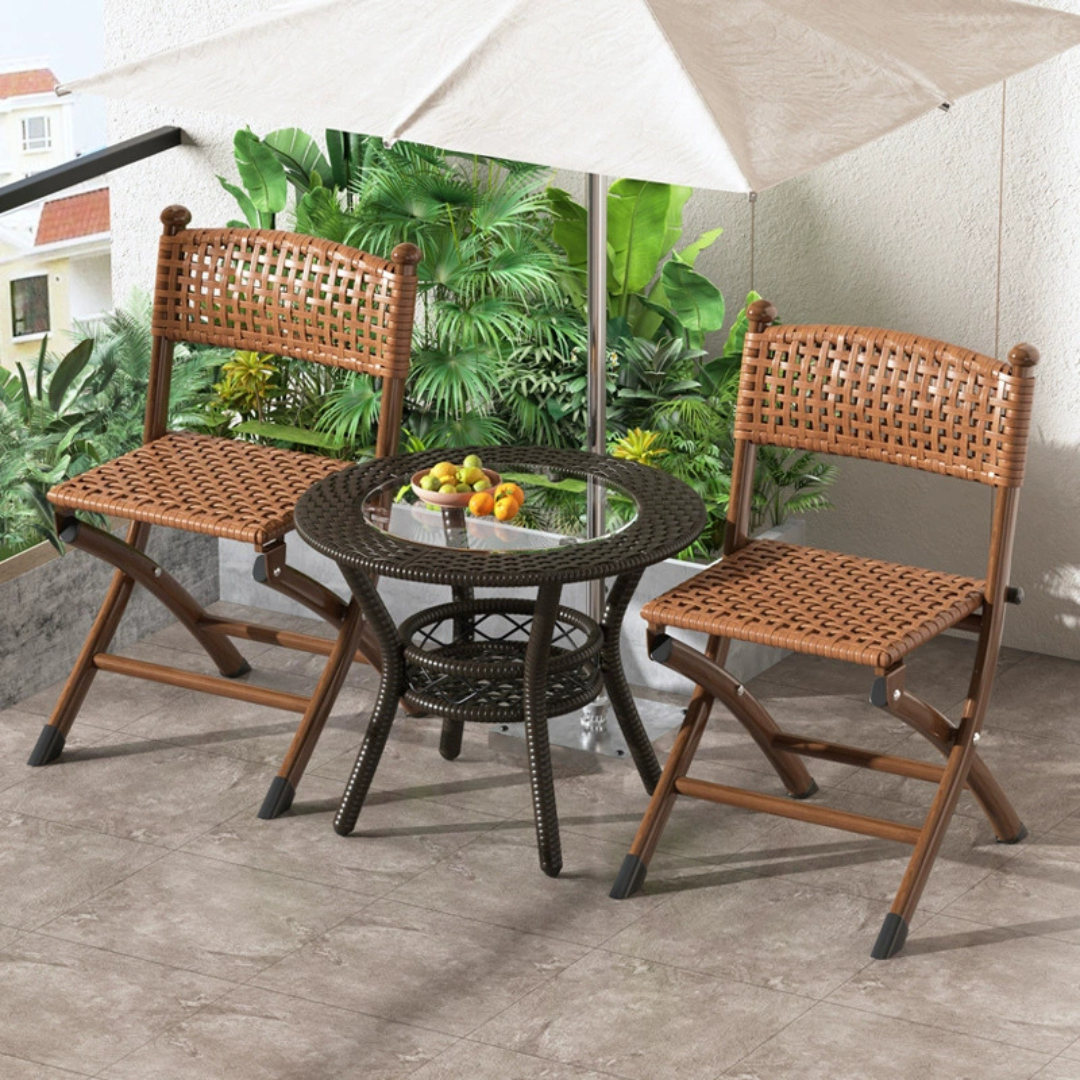 Ergonomic Rattan Comfortable Carbon Steel Folding Chair
