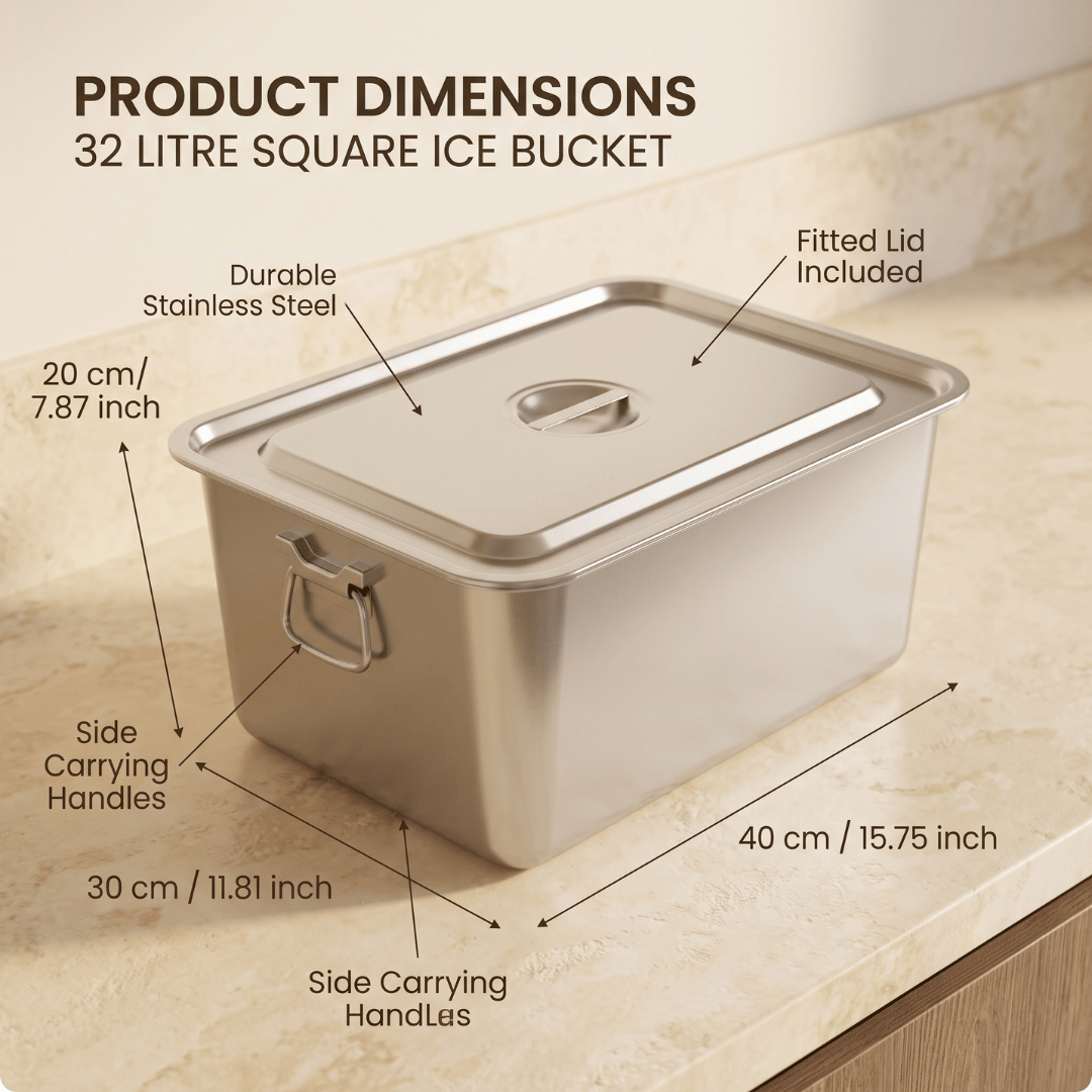 Premium Stainless Steel Storage Bucket with Lid and Carrying Handles