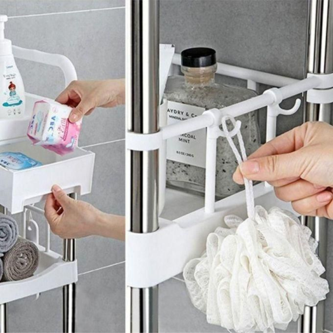 HOMERO Multi-layer Bathroom Over Toilet Storage Rack with Drawer Hooks