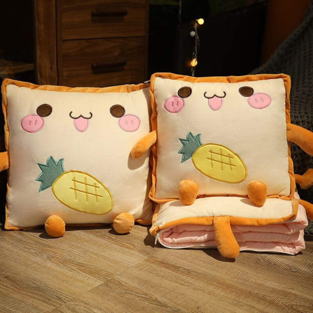 Homero 3D Cute Toast Pillow Blanket 2 in 1  Foldable Plush Quilt