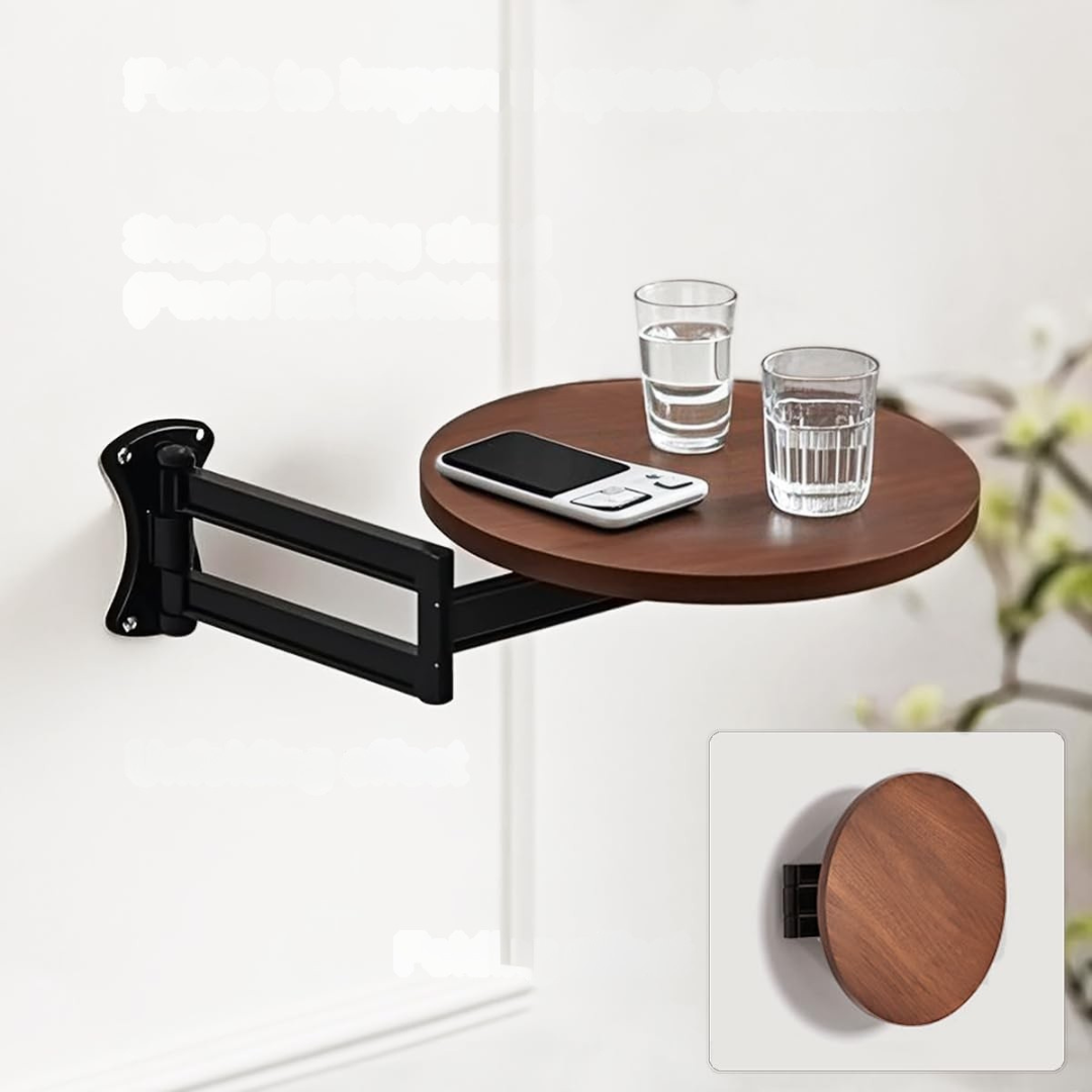 720° Rotating Adjustable Wall Mounted Folding Wooden Utility Shelf Table