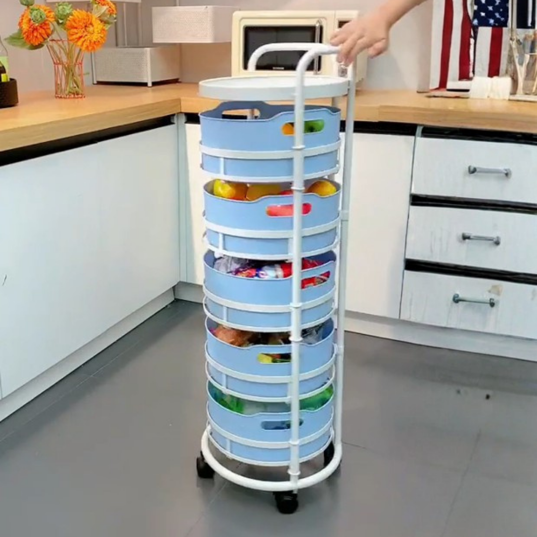 360° Rotating Detachable Drain Basket Storage Rack with Wheels