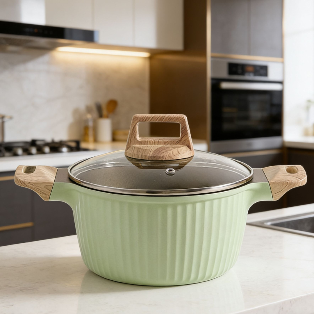 Premium Die Cast Aluminum Non Stick Casserole Soup Pot with Glass Lid