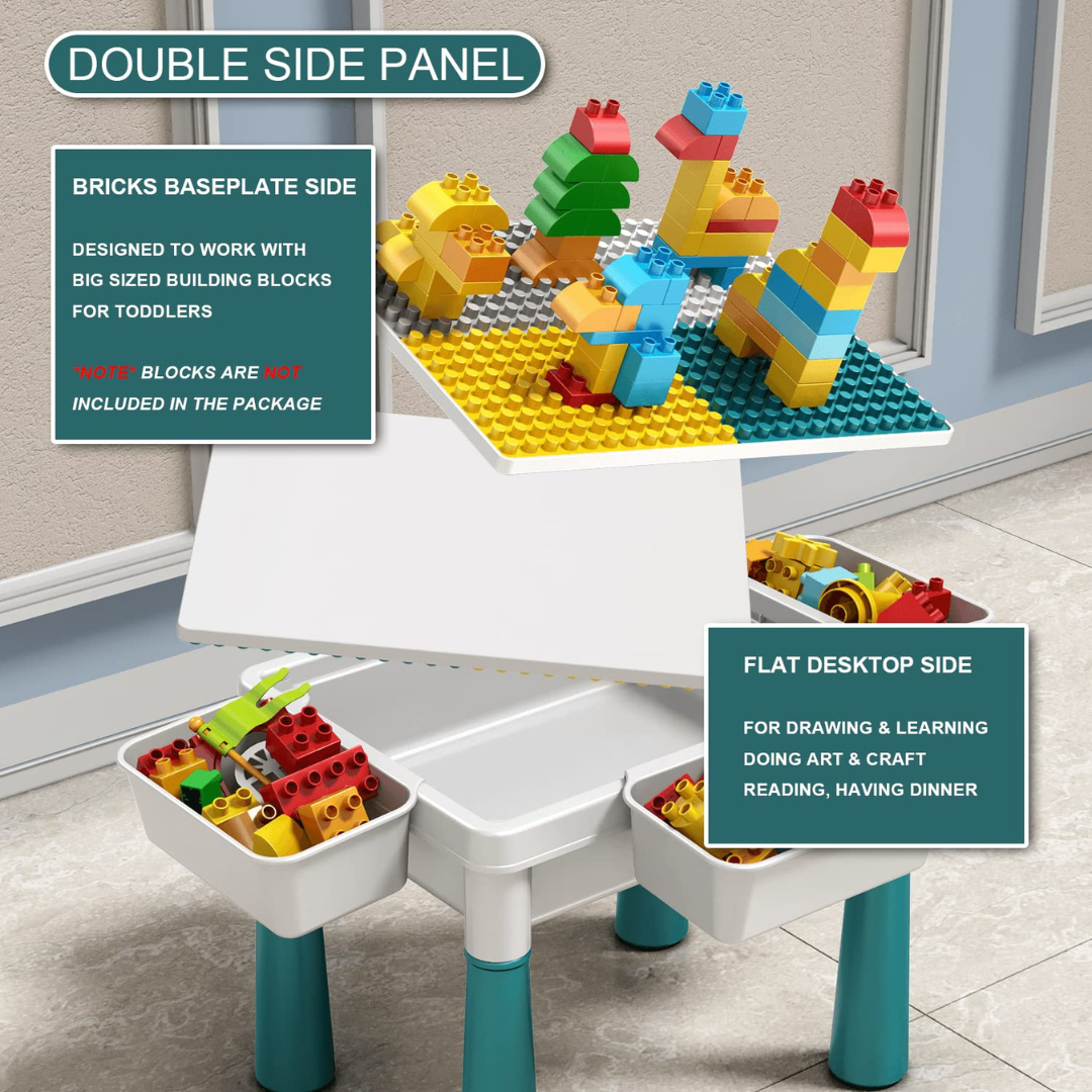 Multi Purpose Kids Activity Table Study Desk Building Block Play Set