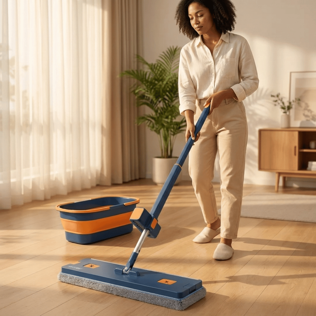 Homero 360° Self Cleaning Microfiber Floor Mop with Folding Bucket Set