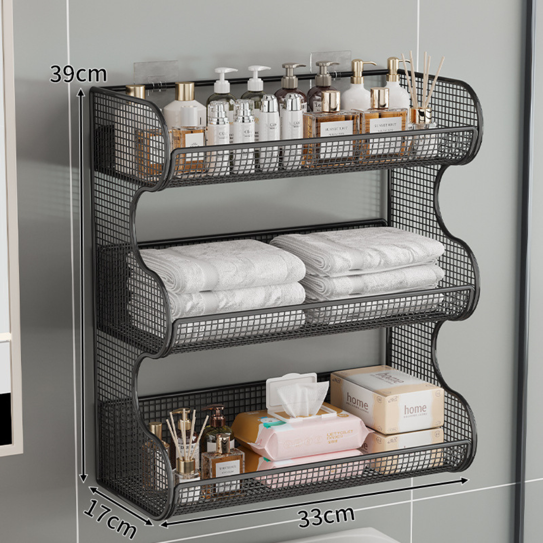 Premium Metal Bathroom Open Shelf Rack Storage Organizer