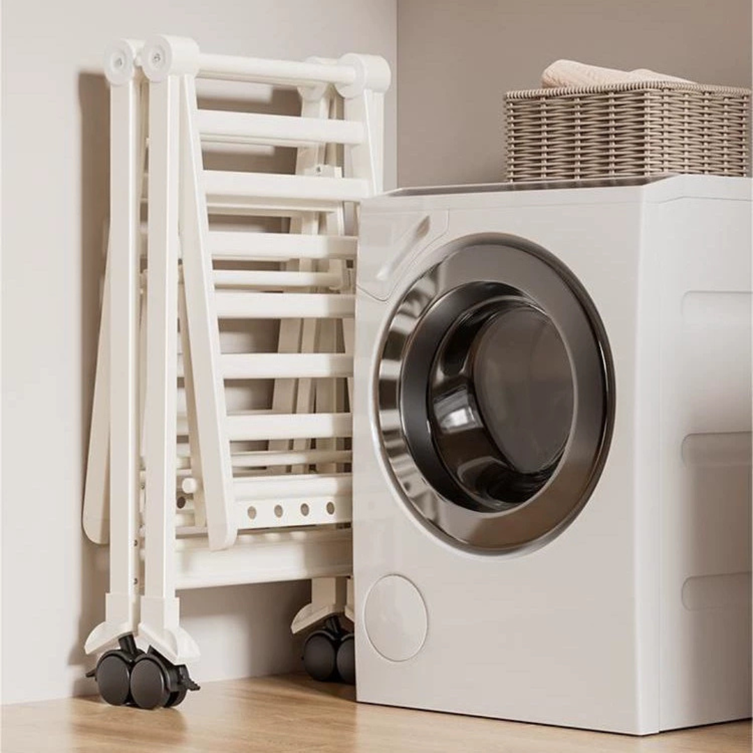 Foldable Heavy Duty Clothes Drying Rack with Wheels