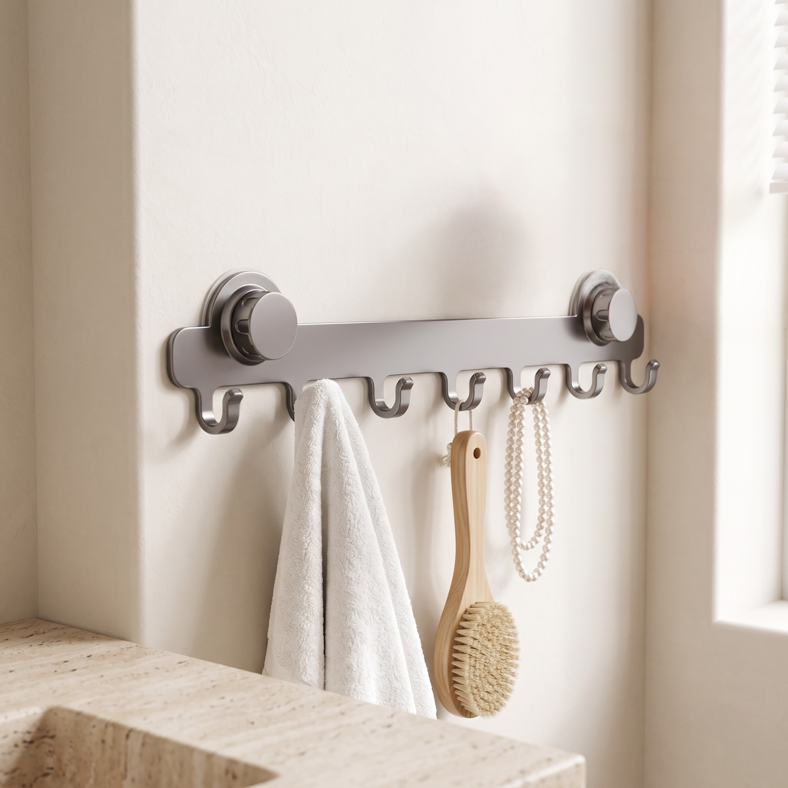 Premium Carbon Steel Suction Cup Multi Hook Organizer