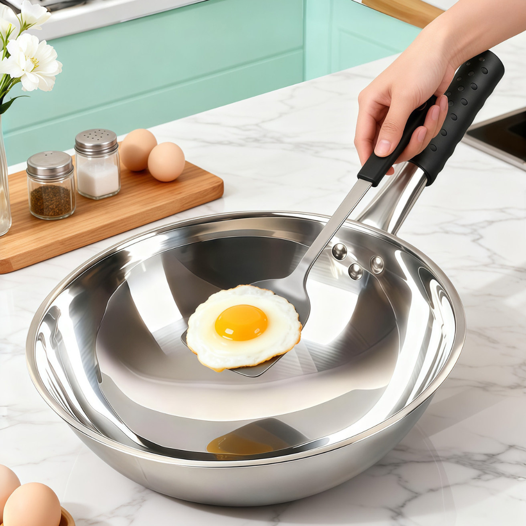 Multipurpose Healthy Cooking Stainless Steel Deep Wok