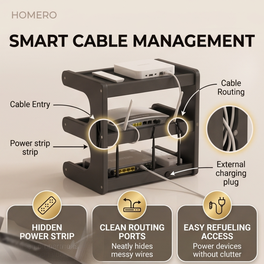 Multipurpose Wooden Router and Storage Rack