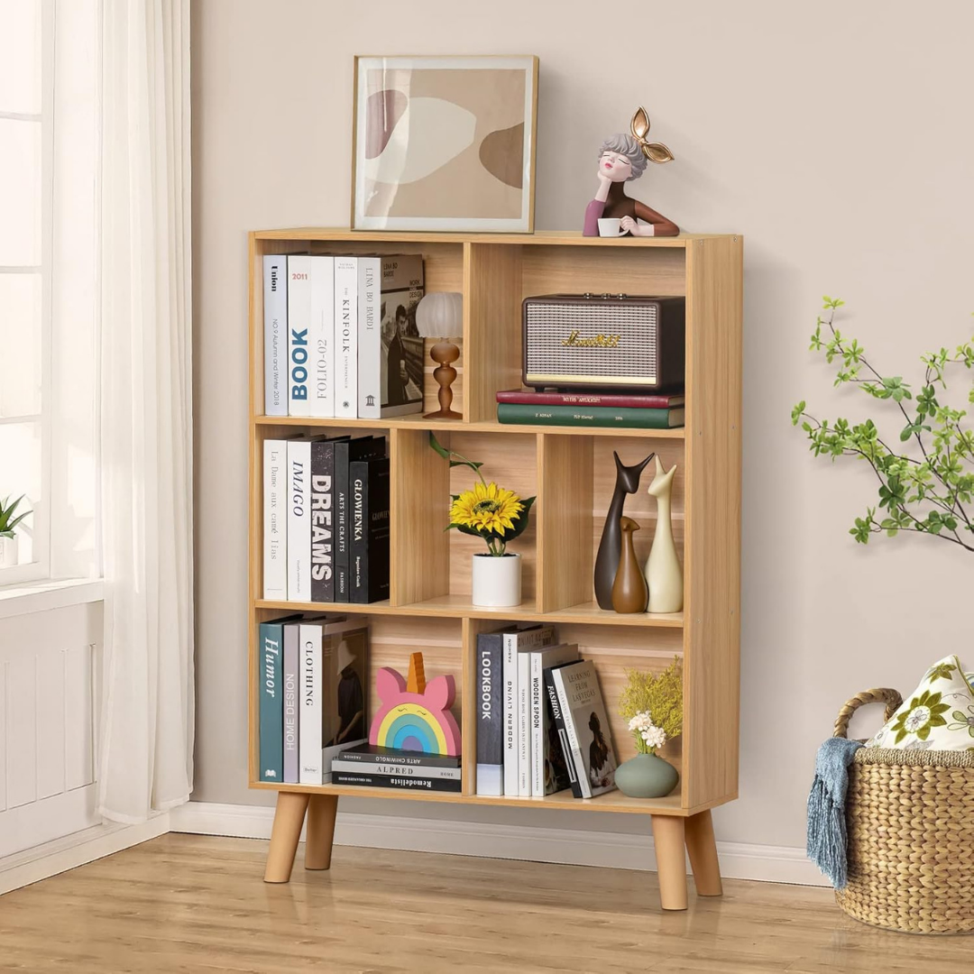 3-Tier Modern Wooden Cube Bookshelf Storage Organizer