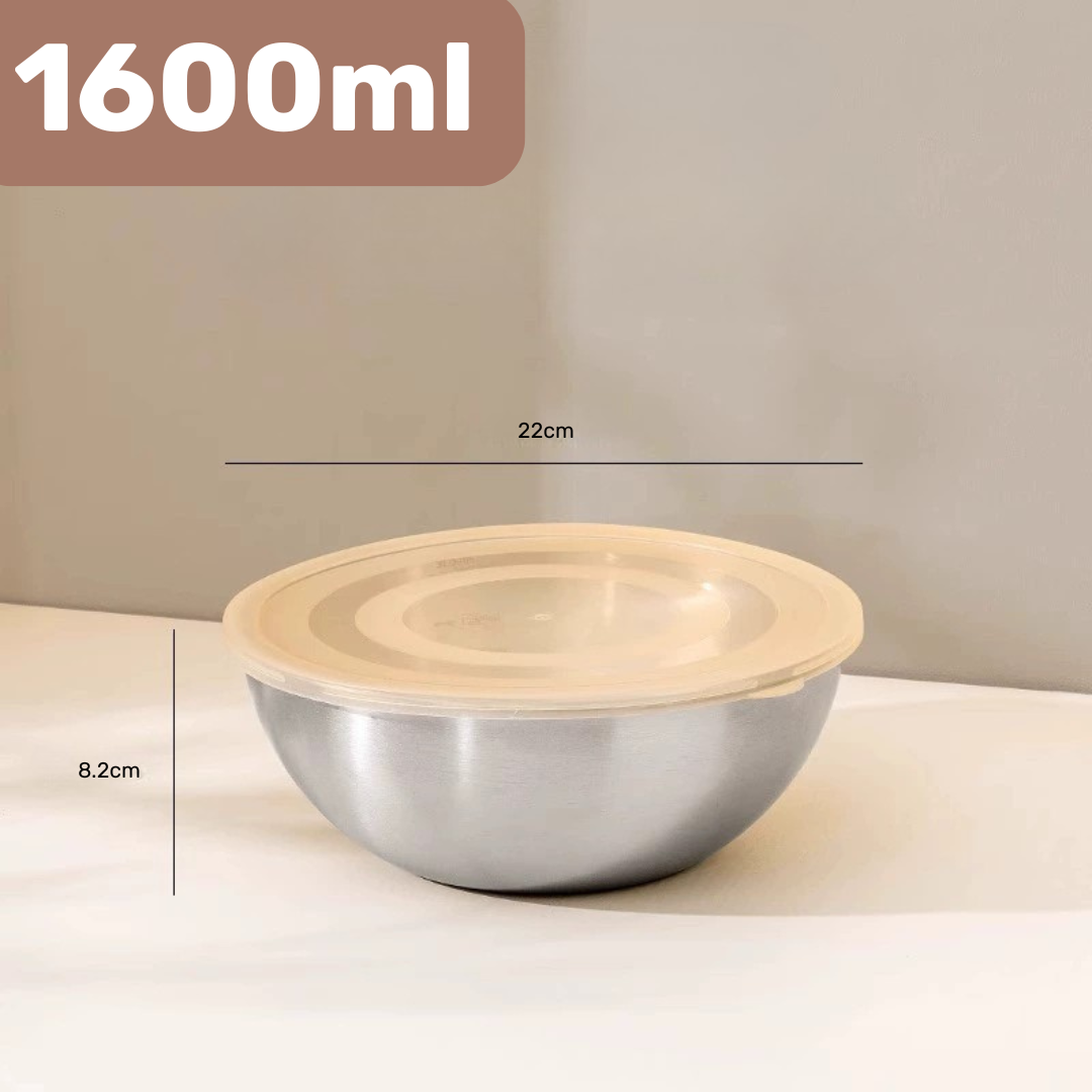 Premium 304 Stainless Steel Mixing Bowl with Measuring Scale and Lid