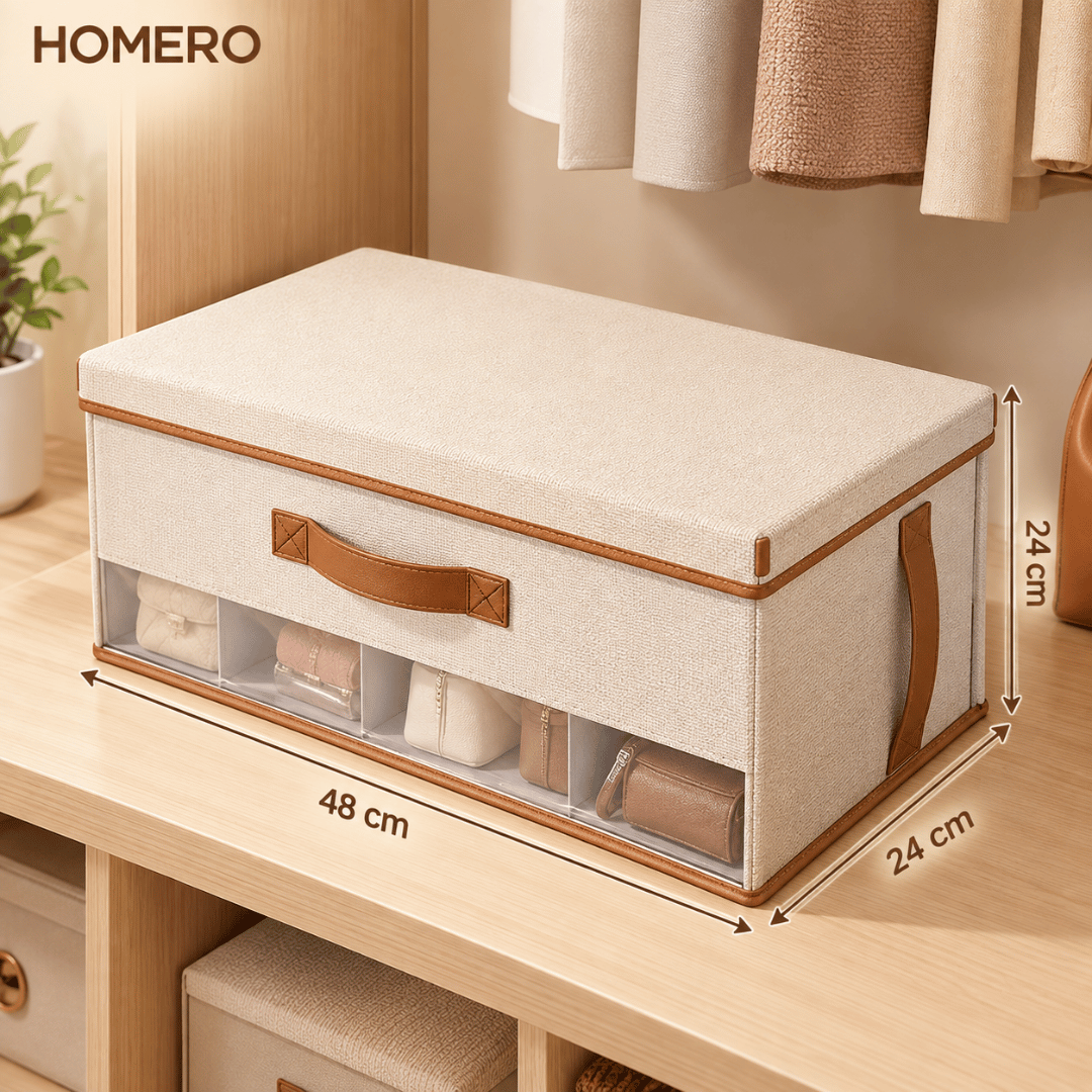 Multipurpose Fabric Covered Storage Box with Clear Window