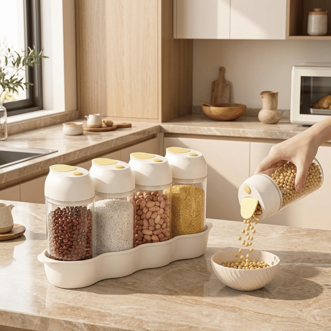 Multipurpose Clear Airtight Containers with Matching Tray