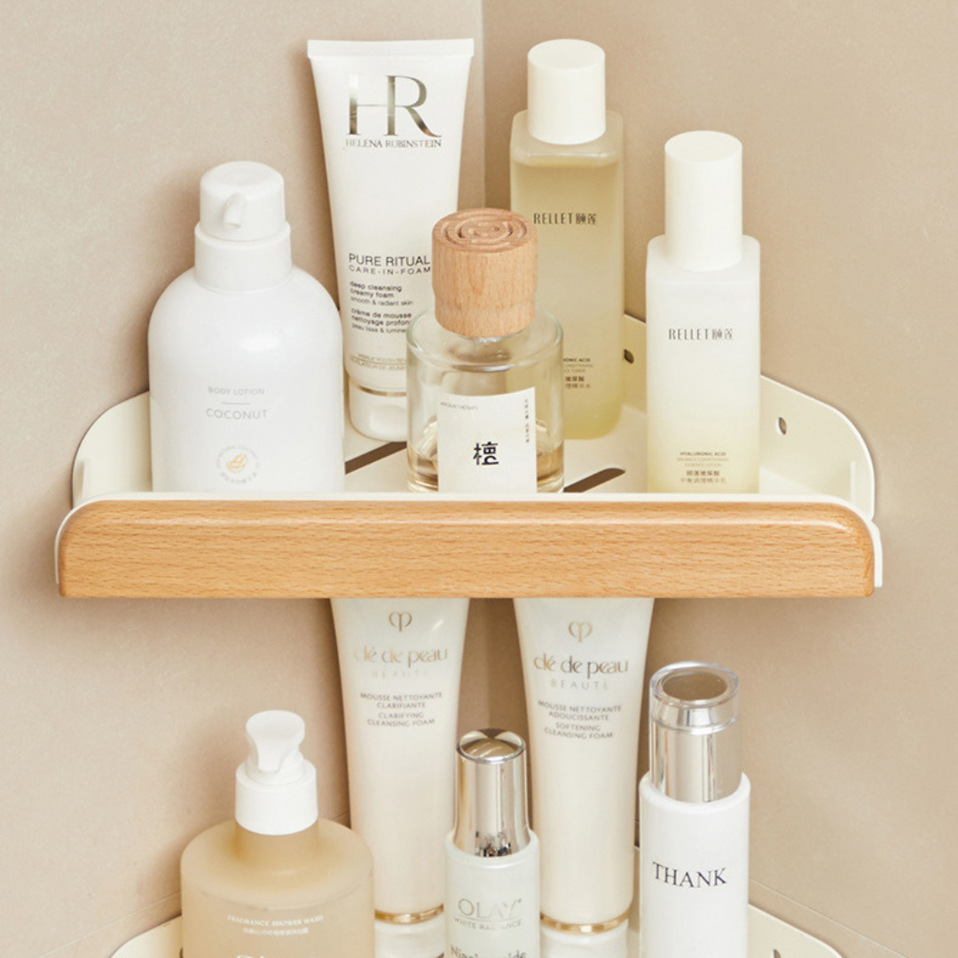 Premium Wood Bathroom Corner Storage Organizer