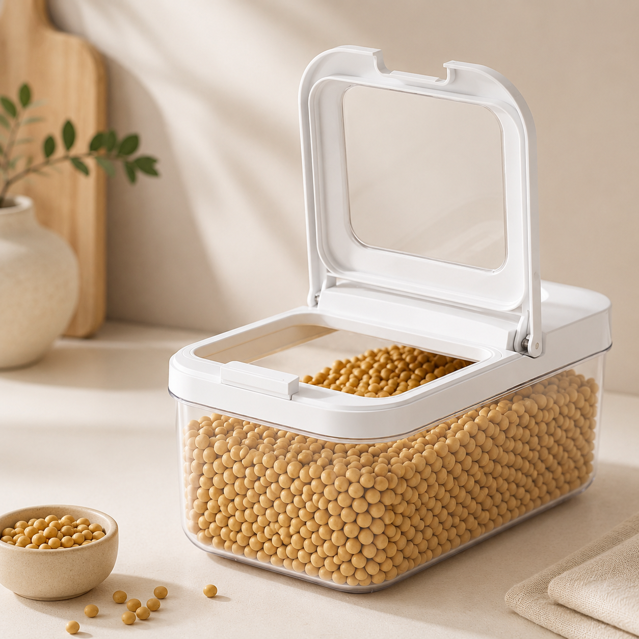 Homero Airtight Grain Transparent Window Double Seal Storage Container - 3.2L