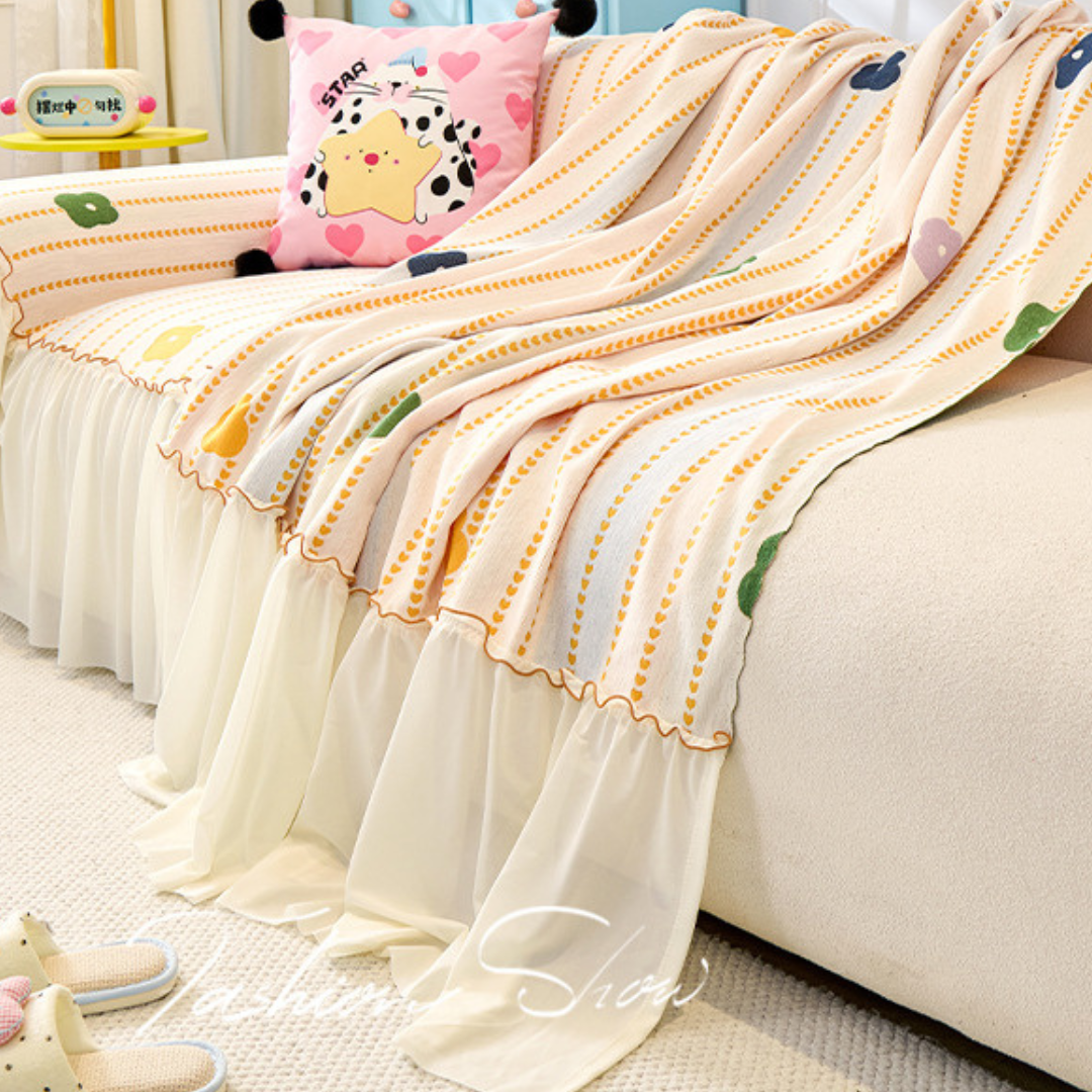 Premium Chenille Floral Anti Slip Soft Sofa Cover