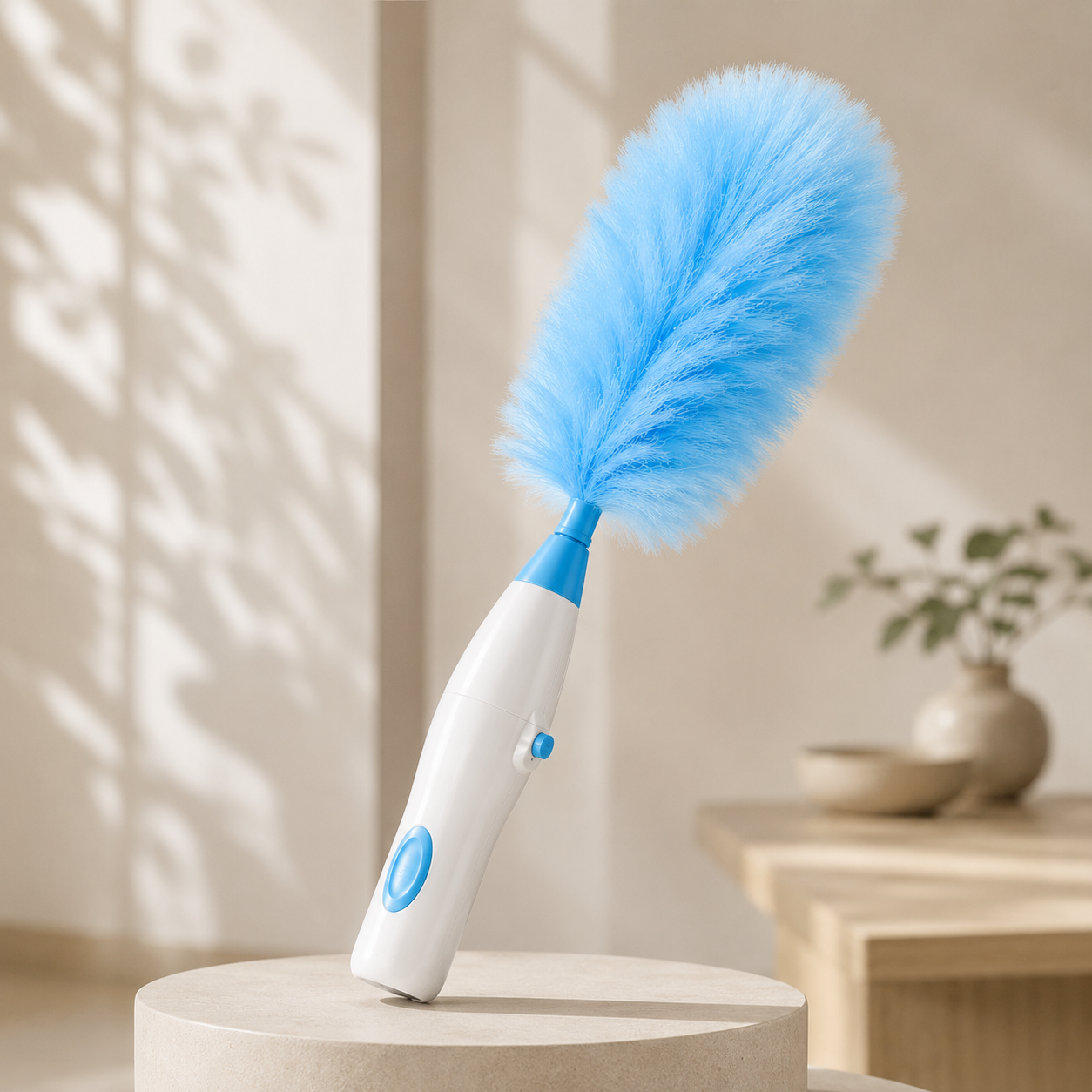 Extendable Electric Spin Feather Duster with Dual Brush Heads