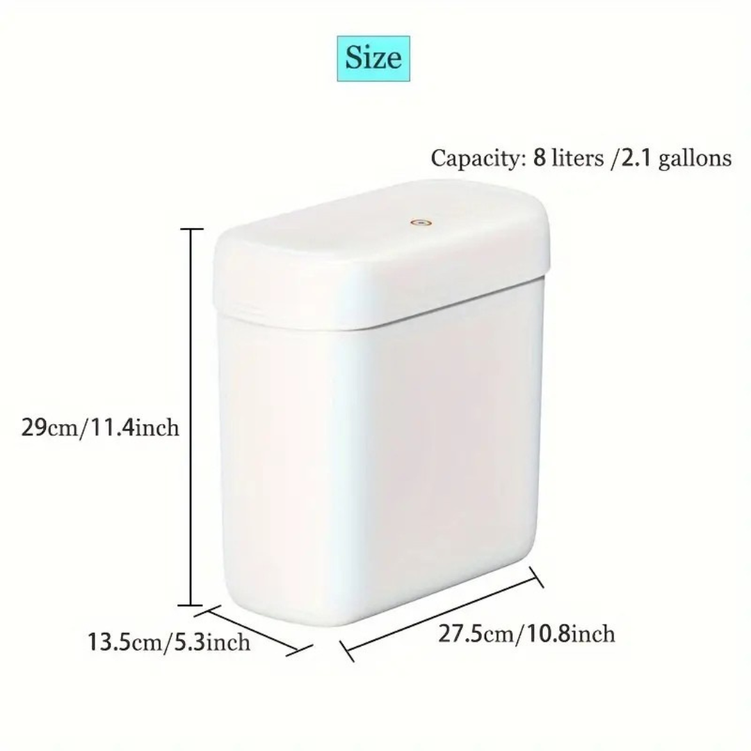 HOMERO Modern Space-Saving ABS Design Slim Push-Lid Trash Can - 8L