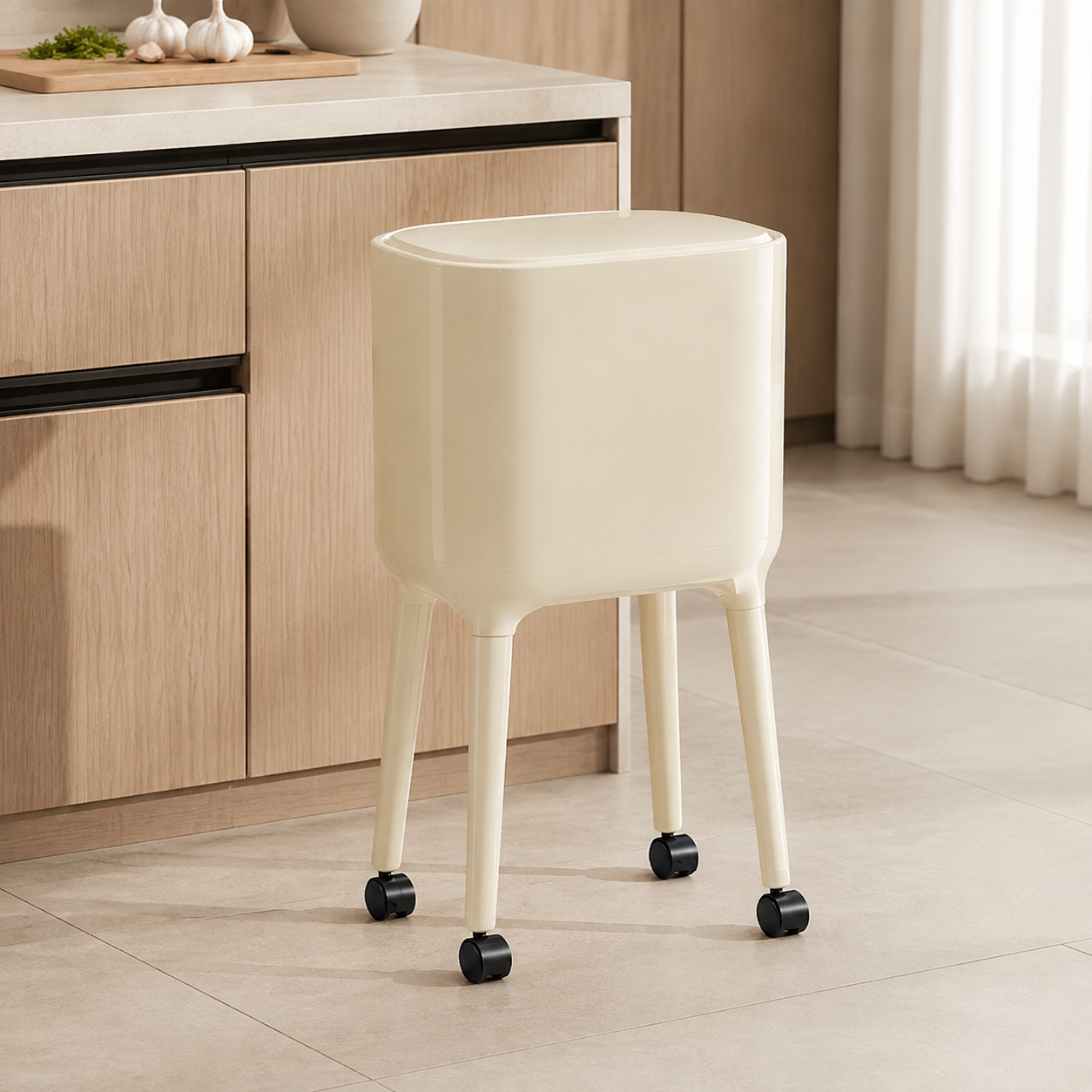 HOMERO Nordic Style High Foot Push Lid Trash Can - 16L