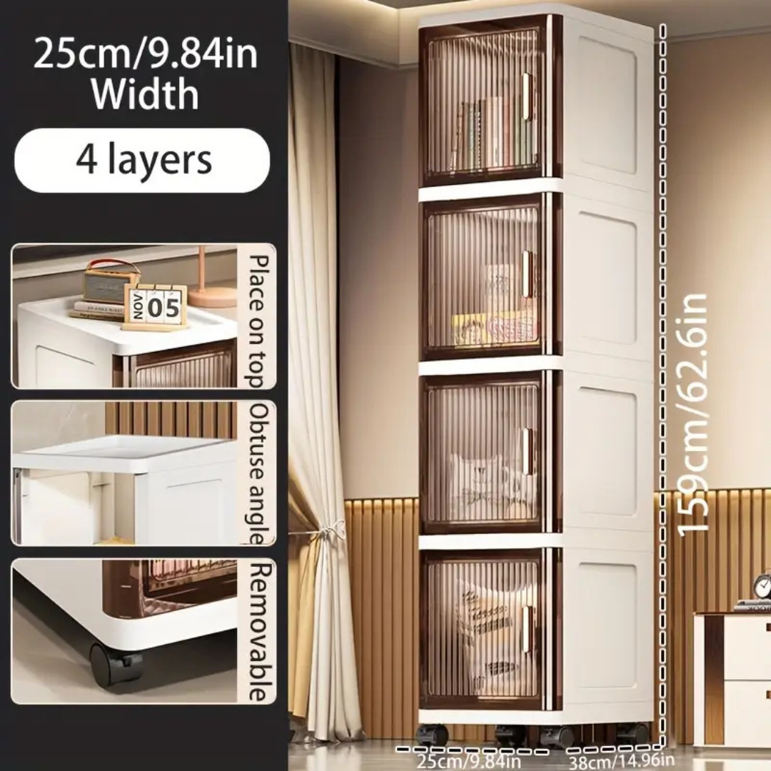 HOMERO Multi-Use Slim Bathroom Transparent Doors Storage Cabinet