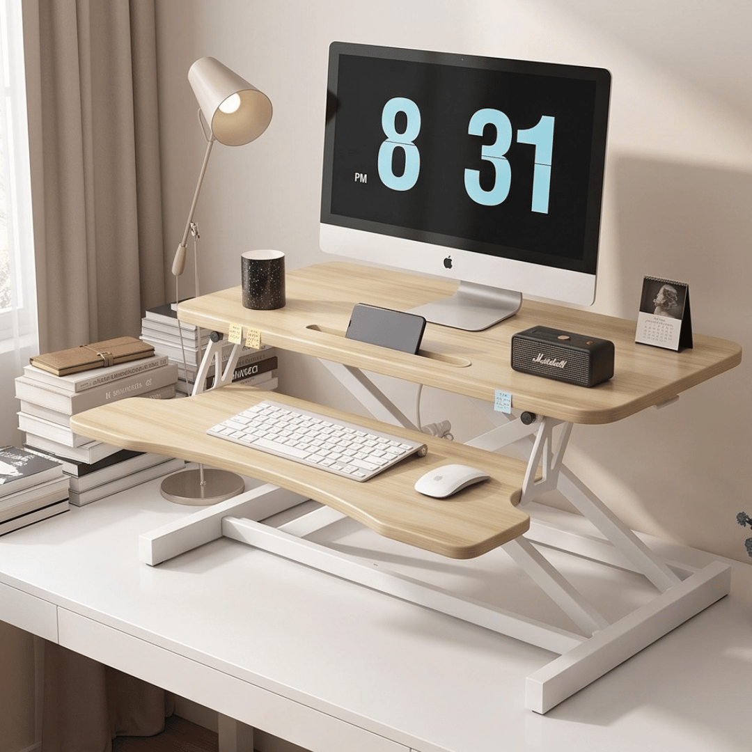 Multi-Functional Ergonomic Height Adjustable Desk Riser With Removable Keyboard Tray