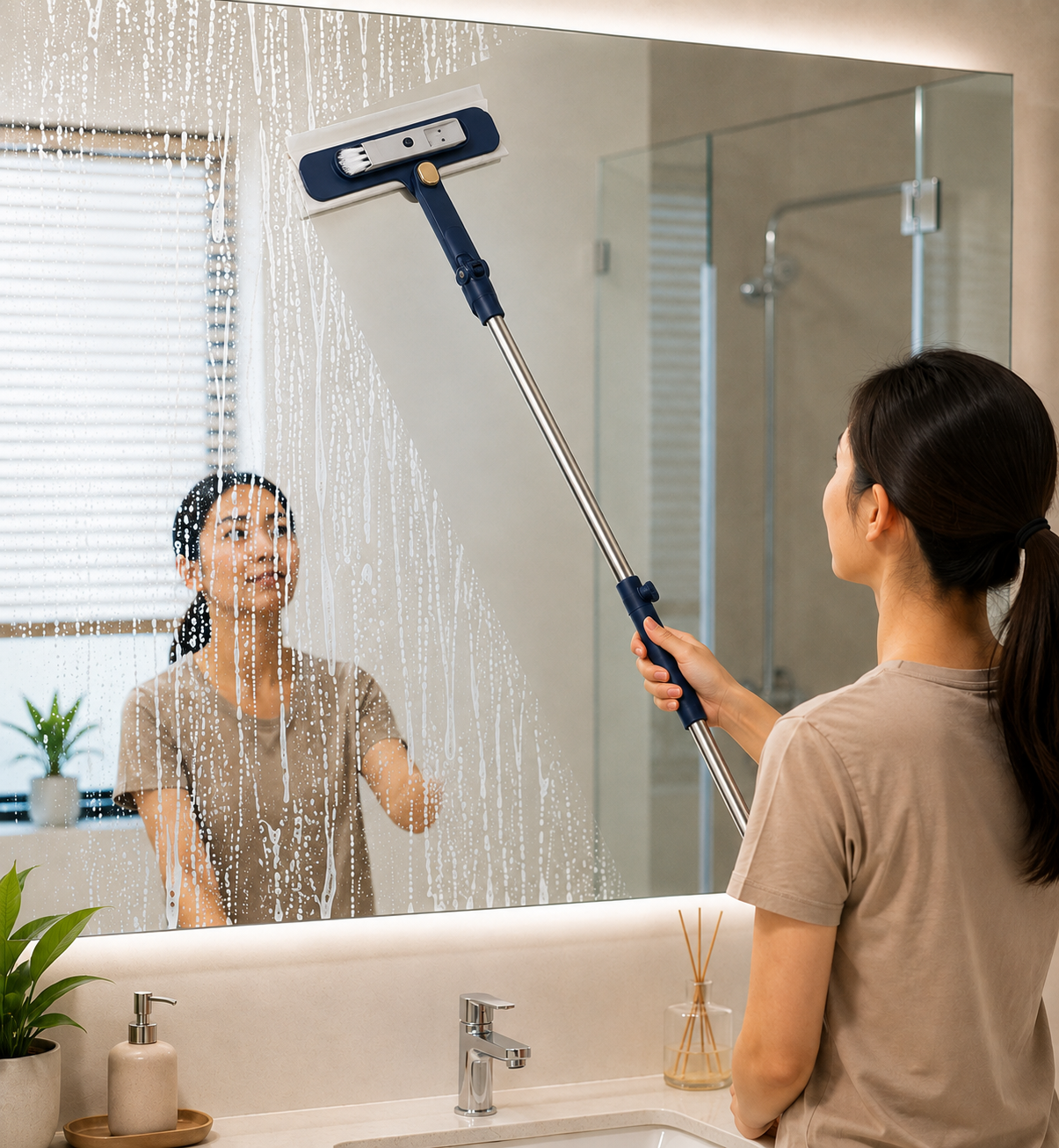 2 in 1 Extendable Window Cleaner Squeegee Wiper - 120cm