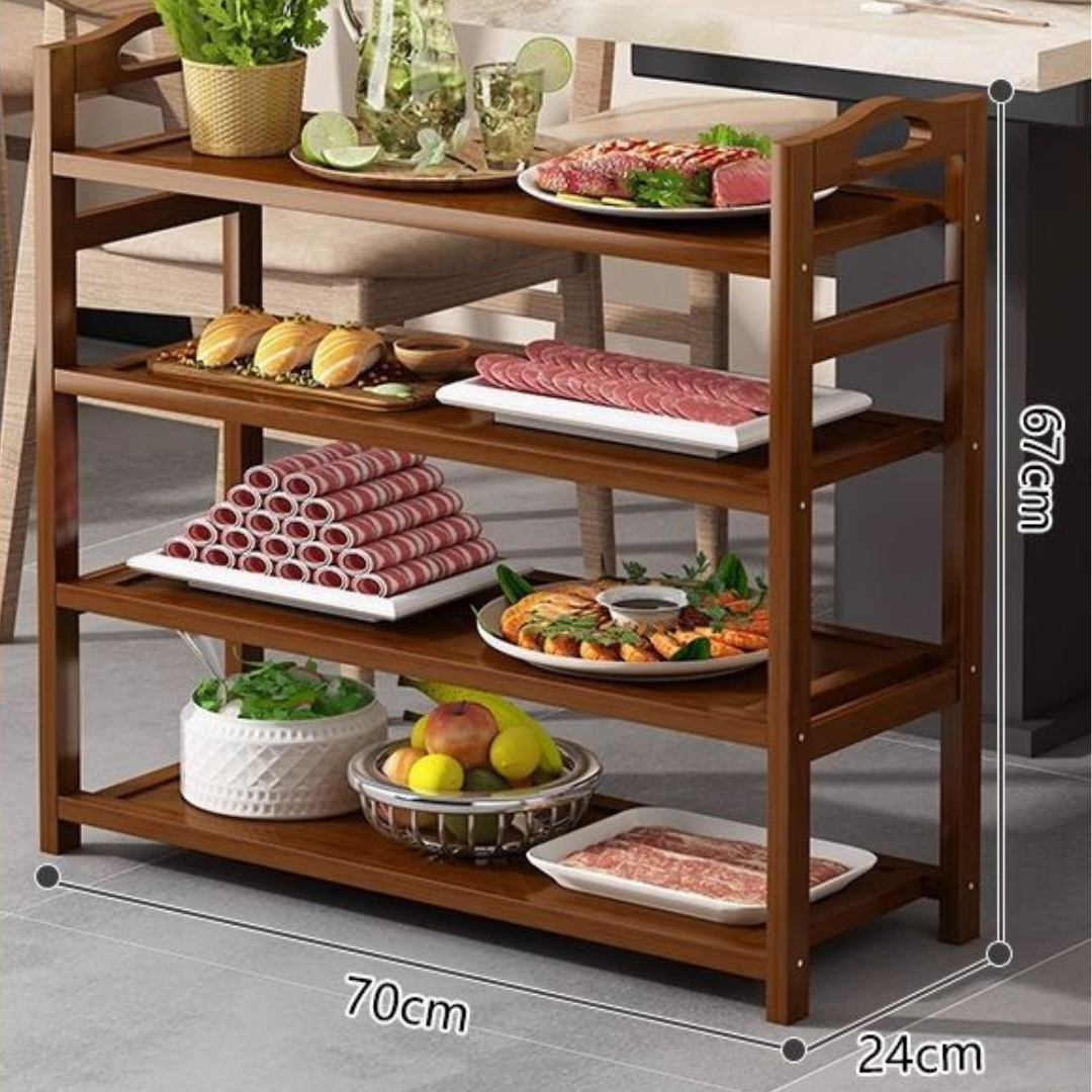 Premium Solid Bamboo Multi Layer Storage Rack Organizer