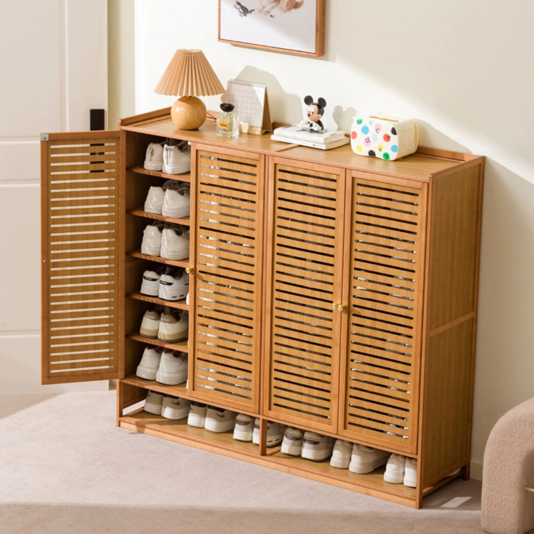 Breathable Bamboo Shoe Organizer Cabinet