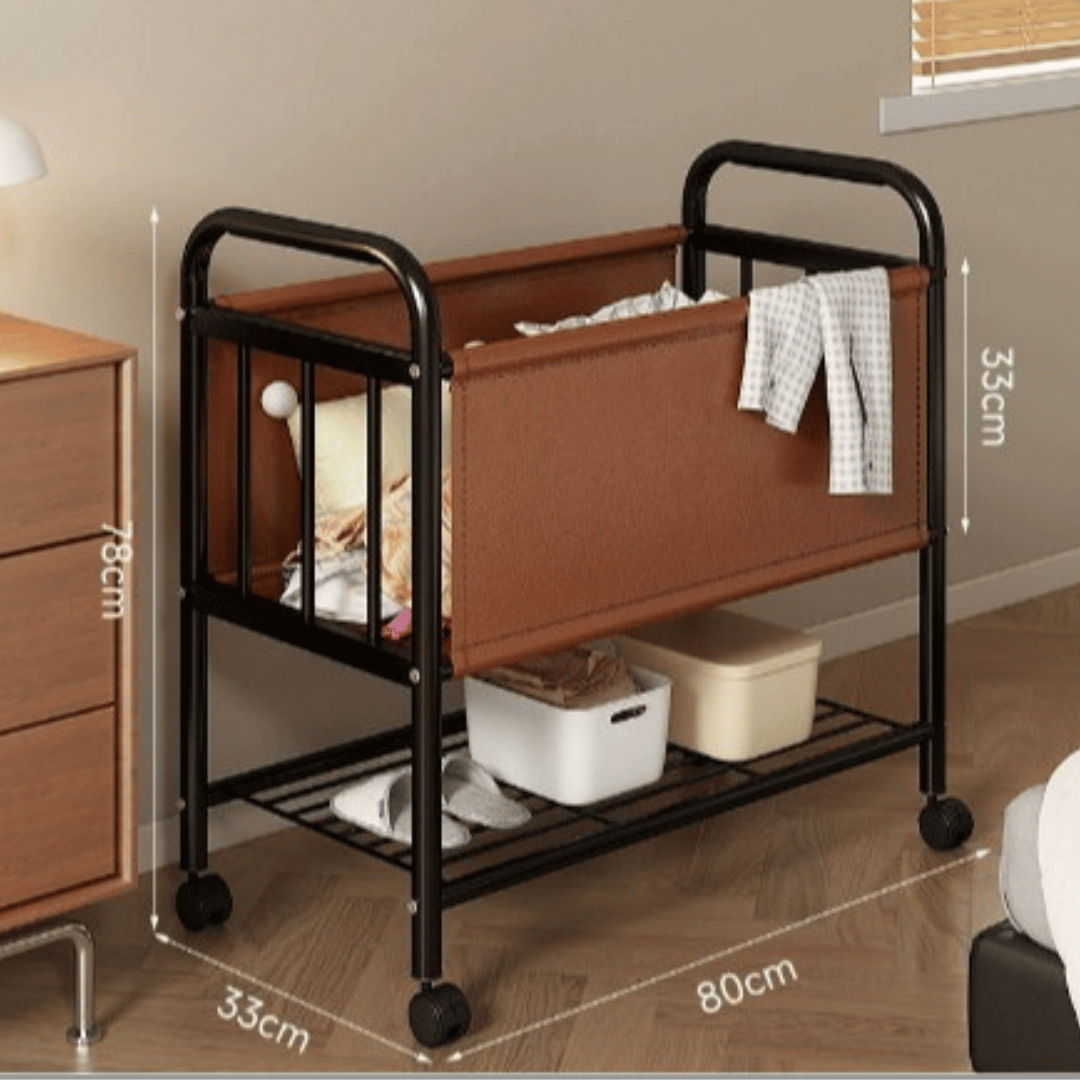 Multipurpose Rolling Laundry Basket Trolley with Fabric Hamper and Lower Storage Shelf