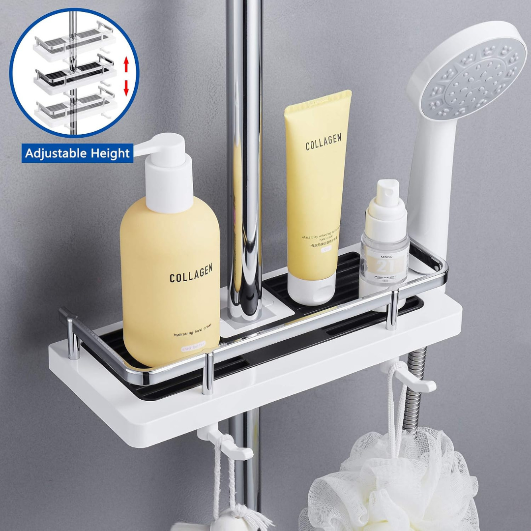 Adjustable Bathroom Storage Shelf Organizer with Drain Design