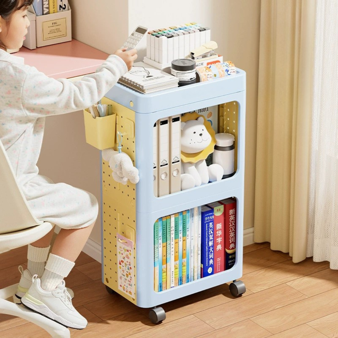 Mobile Plastic Storage Trolley with Wide Open Compartments and 360° Wheels