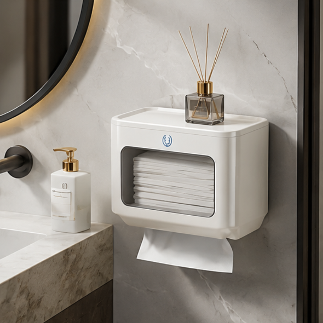 Wall Mounted Tissue Paper Holder with Magnetic Lid