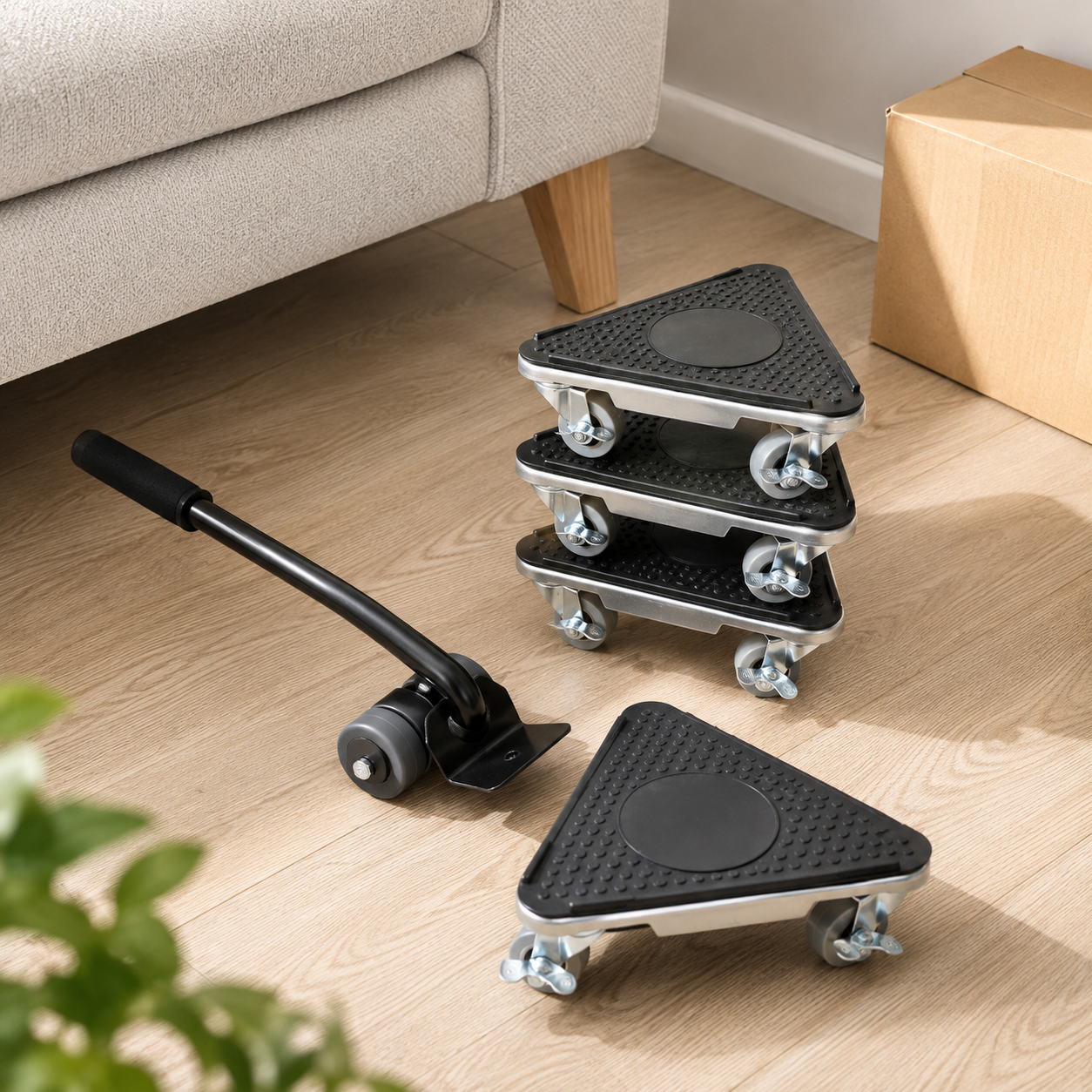 Heavy Duty Furniture Mover Tool Kit with Lifter and Lockable Wheels (4 Piece)